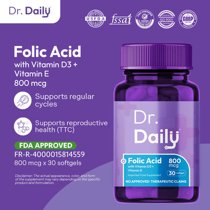 Dr. Daily Folic Acid with Vitamin D3 and Vitamin E